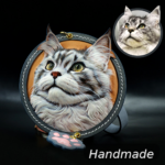 Handmade Custom Pet Portrait Leather Keychain / Tag